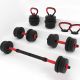 Set 6 en 1 con mancuernas transformables en barra y Kettlebell 20 kg Enerfit